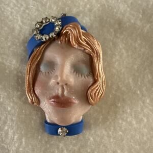 Beautiful Delicate Artisan Made Painted Lady's Head Pendant ft